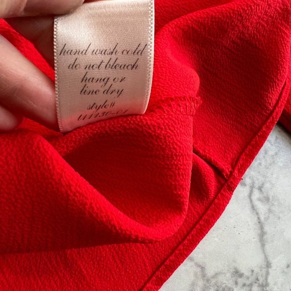 Francesca's V Neck Crochet Sleeve Red Blouse Top Size Small S Loose - Picture 5 of 5